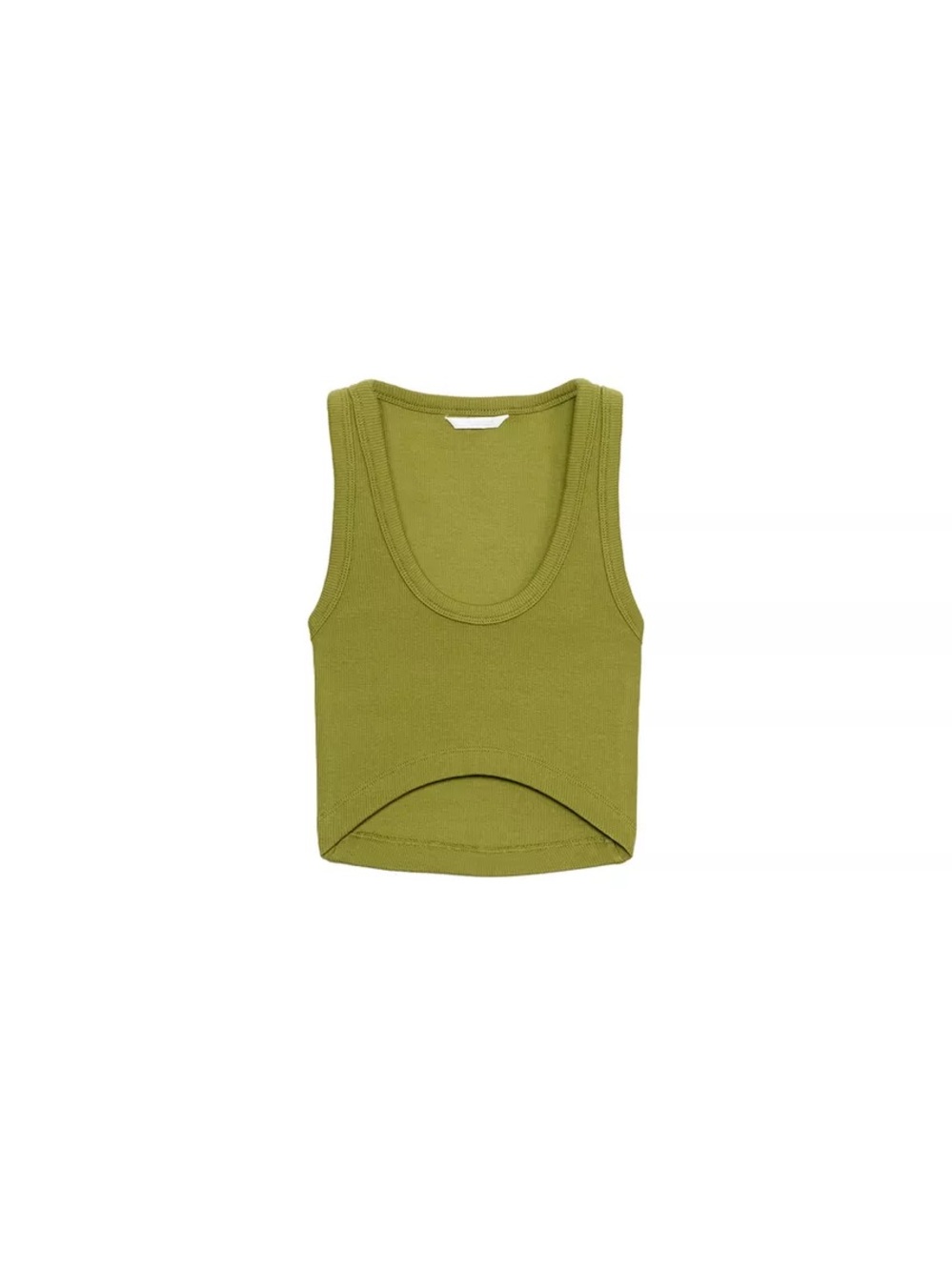Never Worn Before Zara Olive Ribbed Scoop Crop Tank